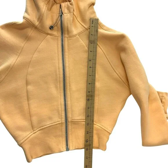 Lululemon Scuba Hoodie Womens 2 Summer Glow Cropped Full Zip Fleece Sweatshirt - Picture 7 of 8